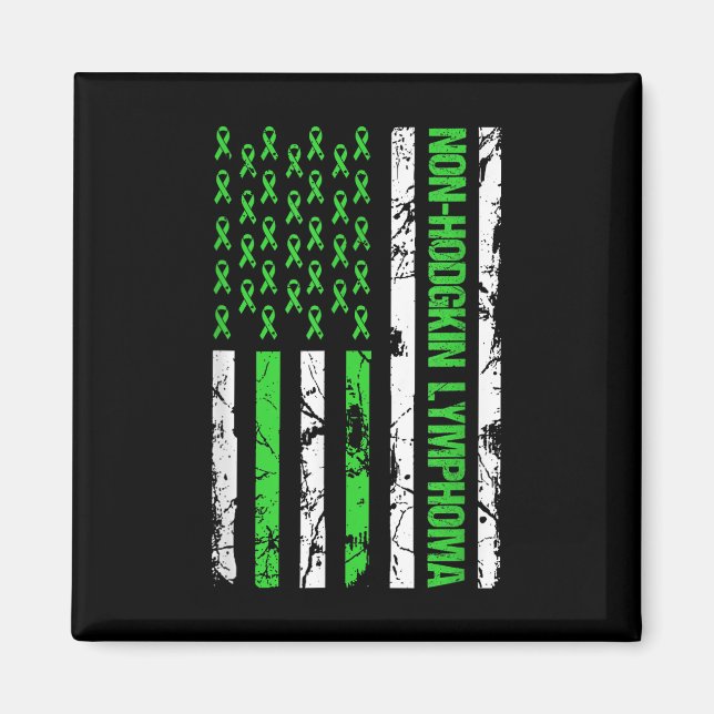 Non Hodgkin Lymphoma Flag Linse Green Ribbon Magnet (Vorne)