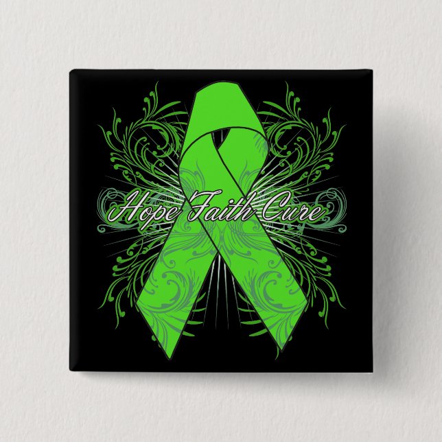 Non-Hodgkins Lymphom Blüh Hope Faith Cure Button (Vorderseite)