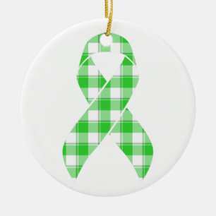 Non-Hodgkins-Lymphom-Karo-grünes Band Keramik Ornament