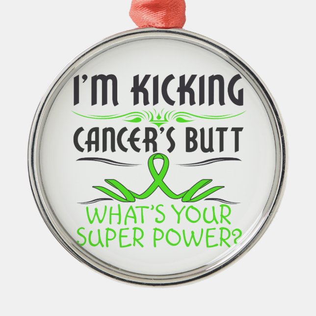 Non-Hodgkins Lymphom Kicking Cancer Hintern Silbernes Ornament (Vorne)