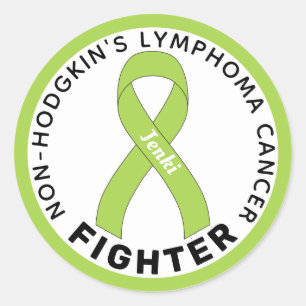 Non-Hodgkin's Lymphom Krebs Kämpfer Ribbon weiß Runder Aufkleber