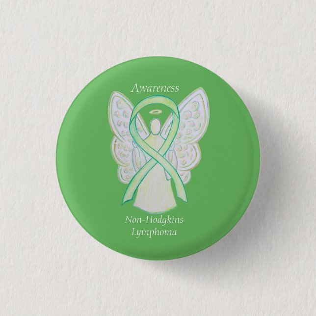 Non-Hodgkins Lymphoma Angel Lime Green Ribbon Butt Button (Vorderseite)