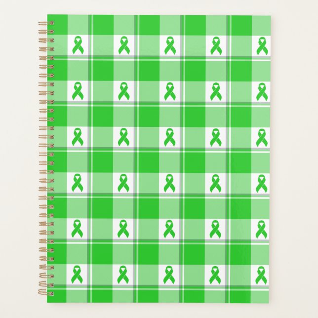 Non-Hodgkin's Lymphoma Awareness Plaid Lime Green Planer (Vorderseite)