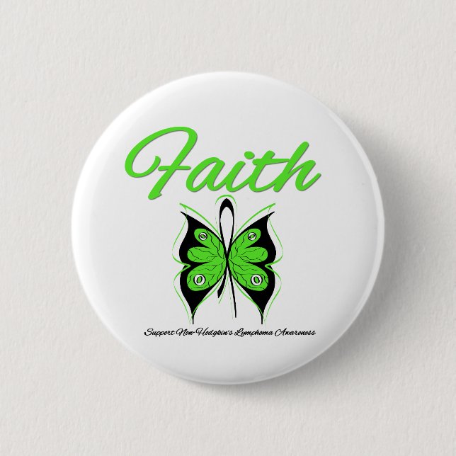 Non Hodgkins Lymphoma Faith Butterfly Ribbon Button (Vorderseite)