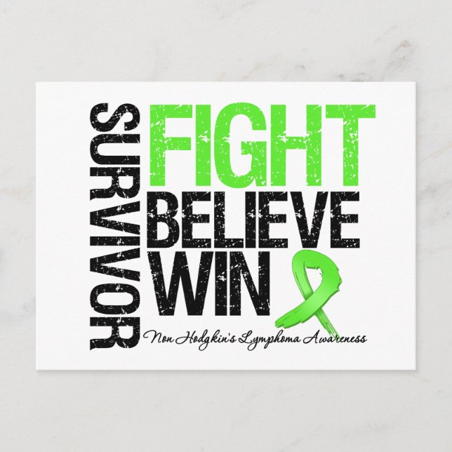 Non Hodgkins Lymphoma Survivor Kämpfe glauben, Win Postkarte (Vorderseite)