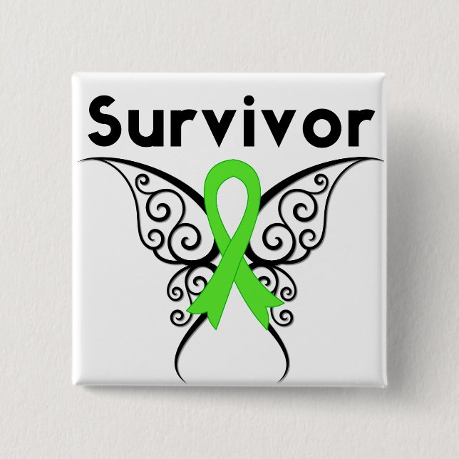 Non-Hodgkins Lymphoma Survivor Tribal Butterfly Button (Vorderseite)