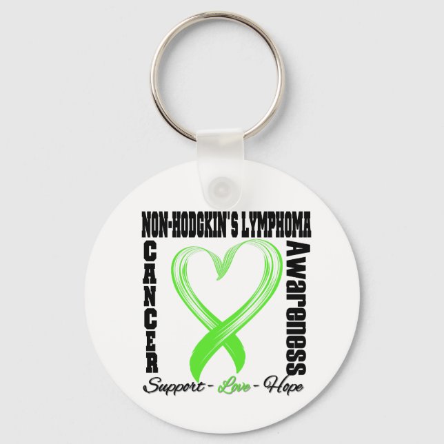 Non-Hodgkins Lymphome Brushed Heart Ribbon Schlüsselanhänger (Vorderseite)