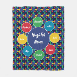Nona Grandma Grandkids Family Hugs Monogram Fleecedecke