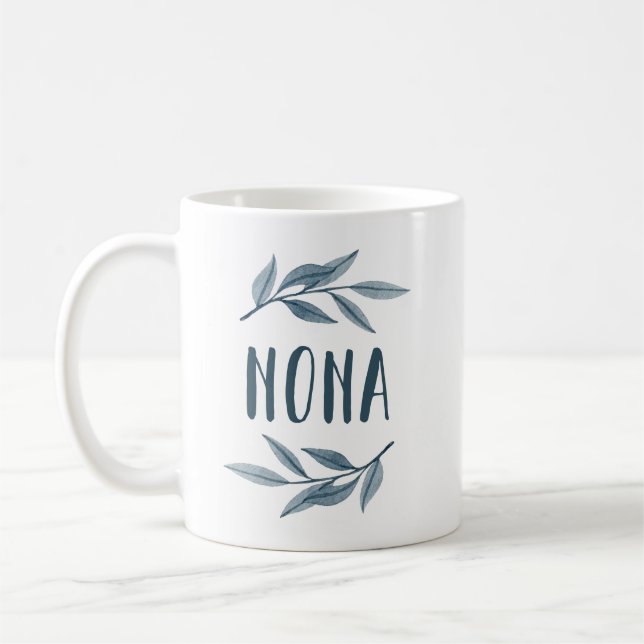 Nona Griechische Godmuttermutter-Tasse mit Blätter Kaffeetasse (Links)