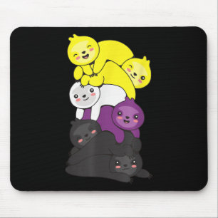 Nonbinär-Flagge Non-binärer Stolz LGBTQ Faultier _ Mousepad