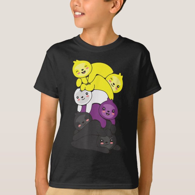 Nonbinär-Flagge Non Binary Pride LGBTQ Faultier _1 T-Shirt (Vorderseite)