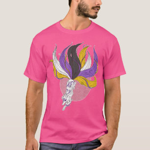 Nonbinäre Kitsune Flag ohne binäre Flagge Trans Ja T-Shirt