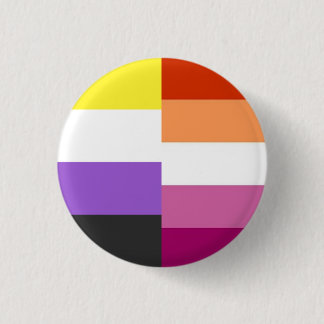 Nonbinäre Lesbische 50-50% (beide) Flaggen-Mashup Button