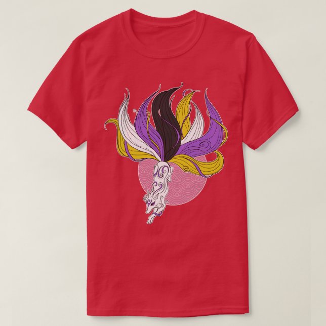 Nonbinärer Pride Kitsune T-Shirt (Design vorne)