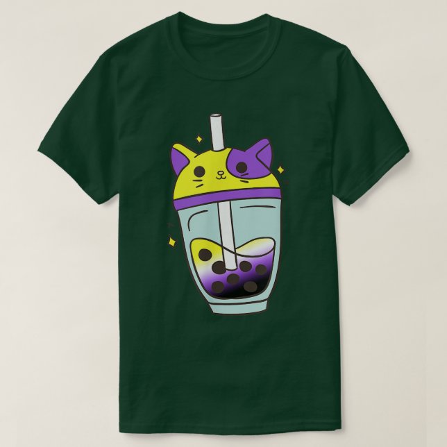 Nonbinary Cat Bubble Tee Lover Kawaii LGBT Non Bin (Design vorne)