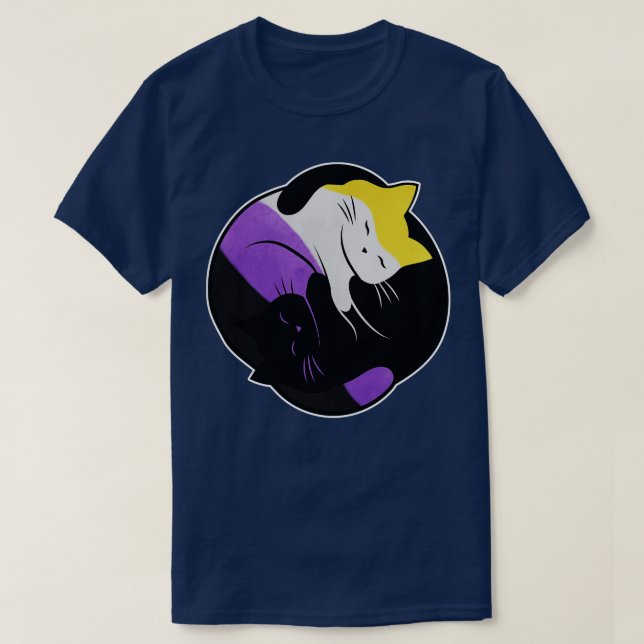 Nonbinary Eternal Yin Yang Cat T-Shirt (Design vorne)
