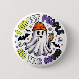 Nonbinary Funny Halloween - Ich Ghost People Button