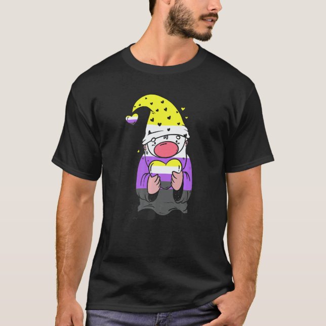 Nonbinary Gnome Heart Nonbinary Flag LGBT Nonbinar T-Shirt (Vorderseite)