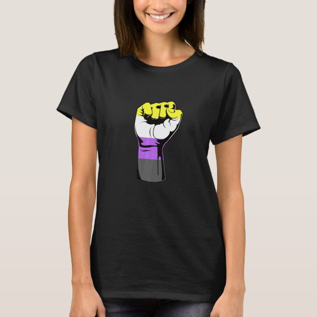 Nonbinary Handfist Power Nonbinary Pride Nonbinary T-Shirt (Vorderseite)