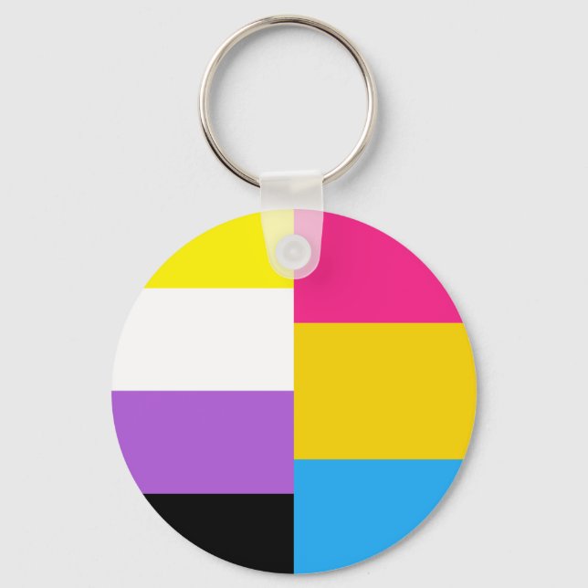 Nonbinary Pansexual Dual Pride Flag Schlüsselanhänger (Vorderseite)
