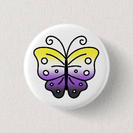 Nonbinary Pride Butterfly Pin Badge Button