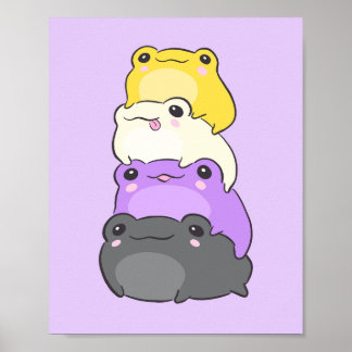 Nonbinary Pride Frog - Niedlicher Kawaii-Ästhetisc Poster