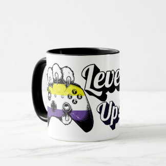 Nonbinary Pride Level Up Tiger Paw Controller Mug Tasse