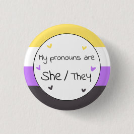 Nonbinary She/they Pronoun-Button Button