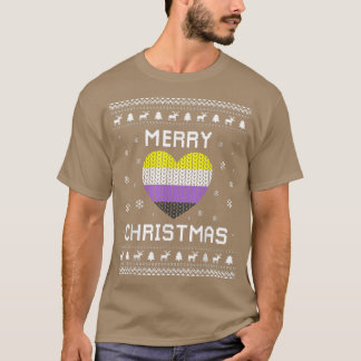 NonBinary Ugly Christmas Sweater Genderqueer Holid T-Shirt
