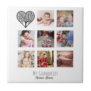 NONNA 8 x Foto Collage Großkinder Familienbaum Fliese