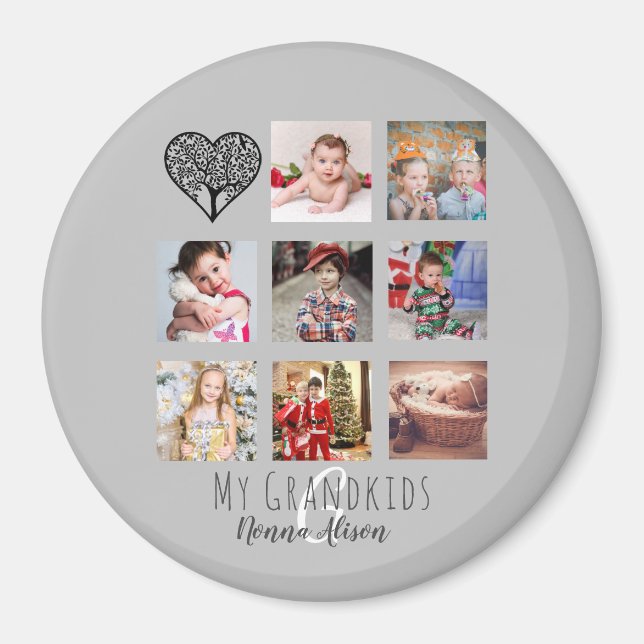NONNA 8 x Foto Collage Großkinder Familienbaum Magnet (Vorne)