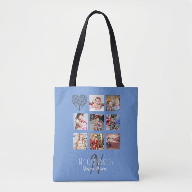 NONNA 8 x Foto Collage Großkinder Familienbaum Tasche (Vorderseite)