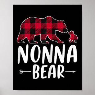 Nonna Bear Christmas Pajama Red Buffalo Kariert Poster