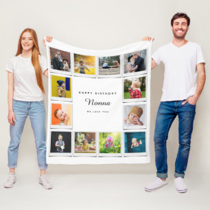 Nonna Birthday Foto Collage Template Weiß Fleecedecke
