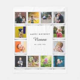 Nonna Birthday Foto Collage Template Weiß Fleecedecke