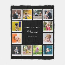 Nonna Birthday Foto Collage Vorlage Schwarz Fleecedecke