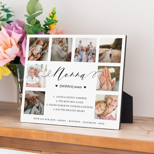 Nonna Definition Script Foto Collage Keepake Fotoplatte (Nonna Definition Script Photo Collage Keepsake Plaque)