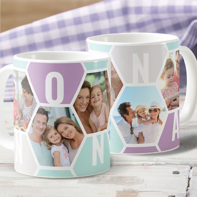 Nonna Editable 5 Foto 5 Letter Honeycomb Kaffeetasse (Von Creator hochgeladen)
