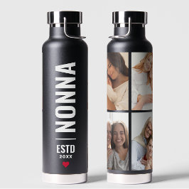 Nonna | Italienisch Oma Custom Date 4 Foto Black Trinkflasche