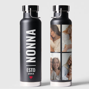 Nonna Italienisch Oma Custom Date 4 Foto Black Trinkflasche