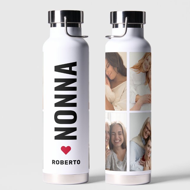 Nonna | Italienischer Oma Individuelle Name 4 Foto Trinkflasche (Von Creator hochgeladen)