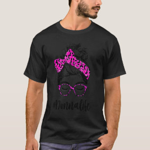 Nonna Life Messy Bun Pink Leopard Print Women Moth T-Shirt