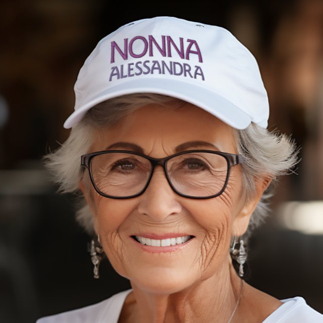 Nonna Personalisiert Stickerhut Bestickte Baseballkappe (Nonna (Italian for Grandma) 
Embroidered White Baseball Cap)