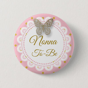 Nonna zu sein Baby Dusche Rosa & Gold Button