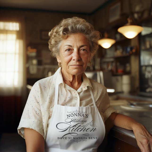 Nonna's Italian Kitchen Pretty Typography  Schürze (Nonna's Italian Kitchen Pretty Typography on White Apron)