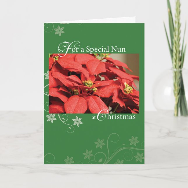 Nonne, Weihnachtspoinsettia Feiertagskarte (Vorderseite)