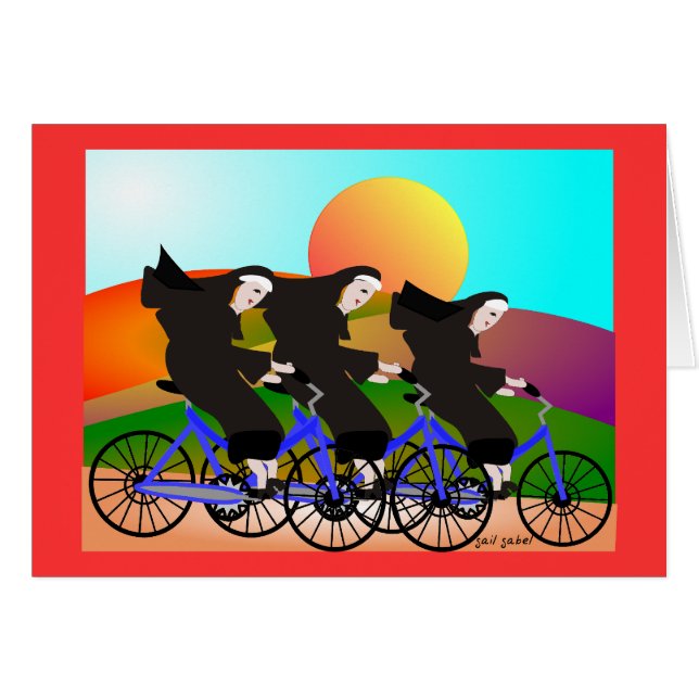 Nonnen auf Fahrrad-Kunst-Geschenken (Vorderseite (Horizontal))