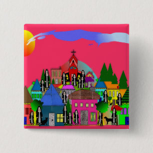 "Nonnen des Dorfs" wunderliche Kunst-Geschenke Button