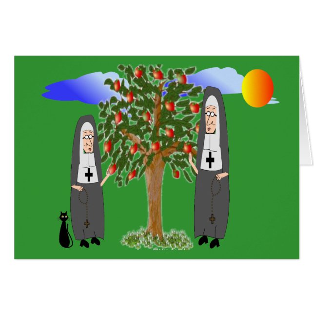Nonnen, die Apfel-Karten u. Geschenke stehlen (Vorderseite (Horizontal))