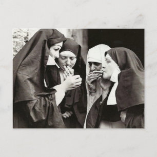 Nonnen Rauchen Vintag Fotografie Postkarte